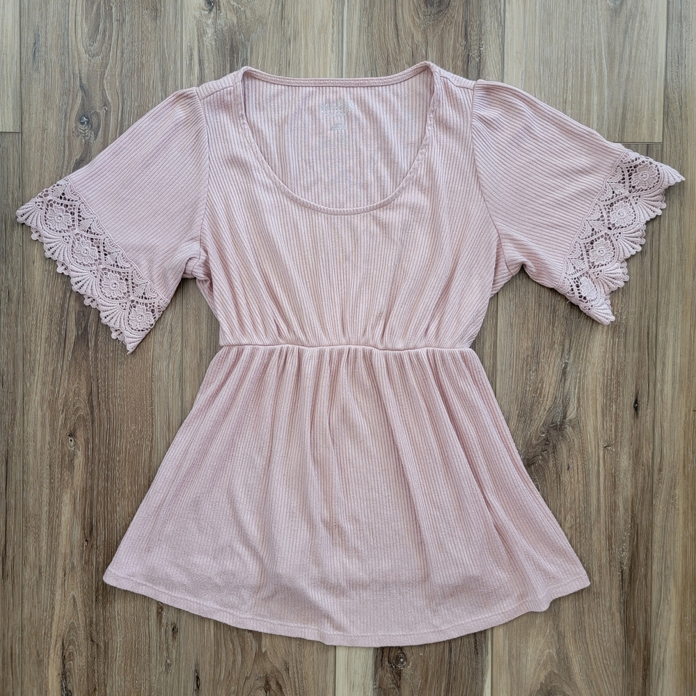 Isabel Maternity by Ingrid & Isabel Lace Sleeved Blouse, Pink, XS